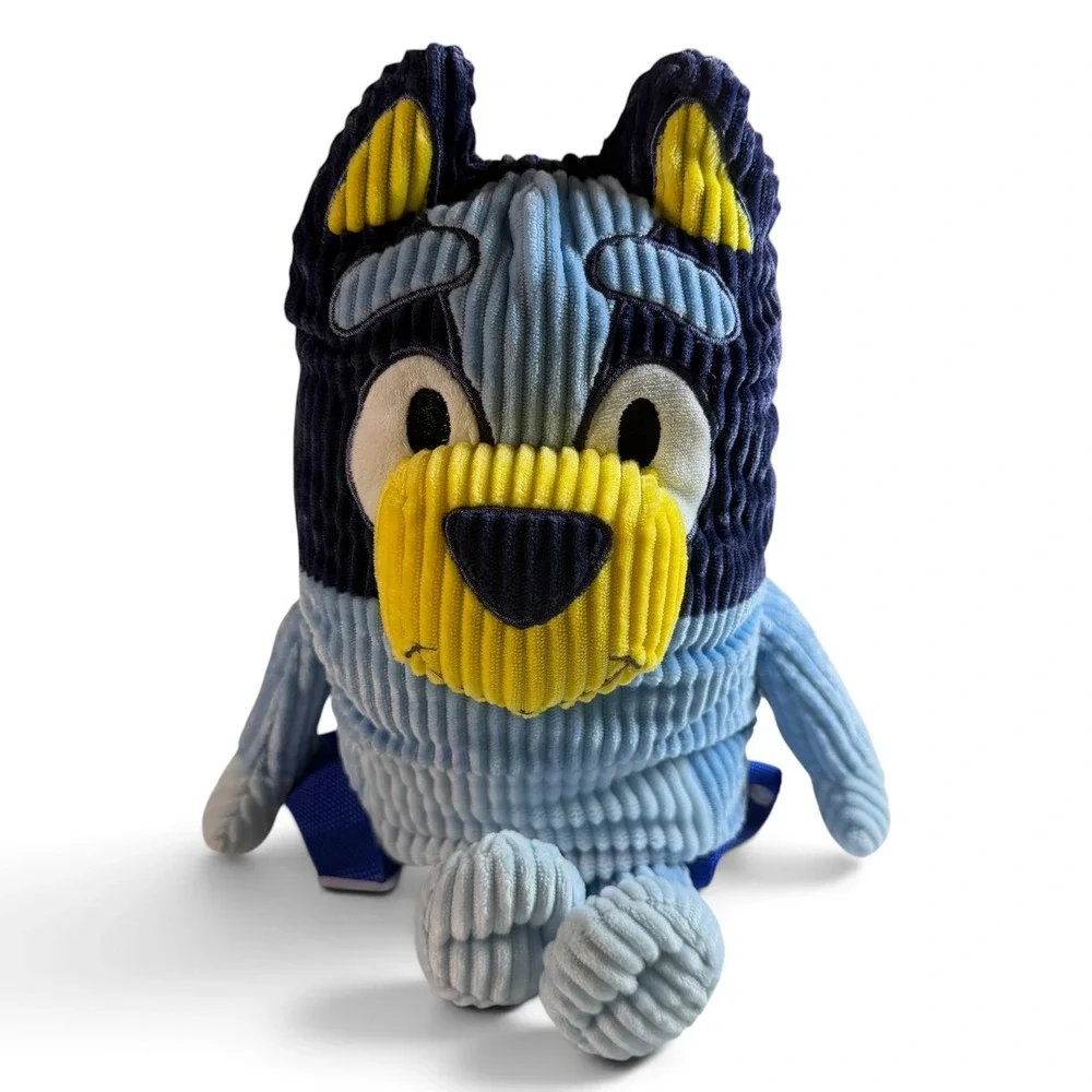 Bluey Corduroy Plush Backpack Blue Character Bag Small Zippered 12 Inch